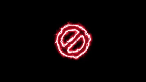 Prohibition or no symbol outlined in neon flames animation Video stock 337056273