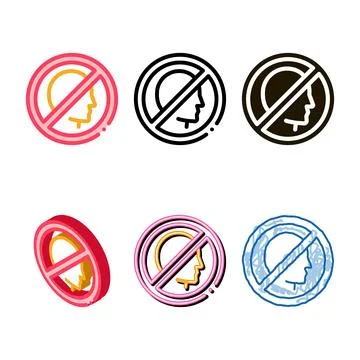 Prohibition of personality icon vector multistyle outline Stock Illustration