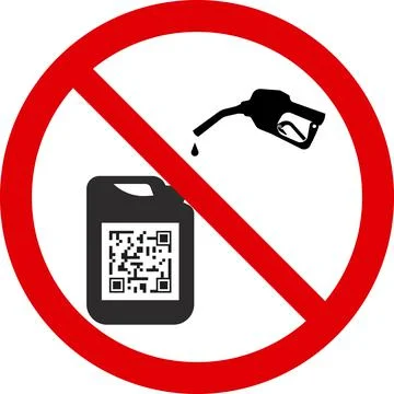 Prohibition on refueling in a canister with a QR code. Stock Illustration