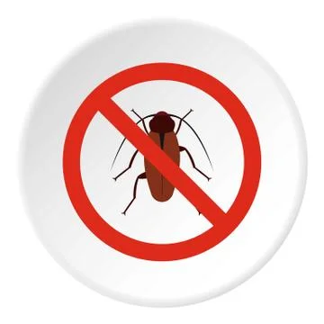 Prohibition sign bugs icon, flat style Stock Illustration