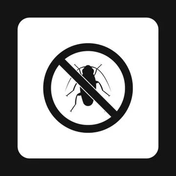 Prohibition sign bugs icon, simple style Stock Illustration