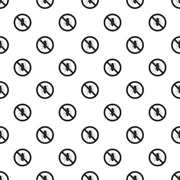 Prohibition sign bugs pattern, simple style Stock Illustration