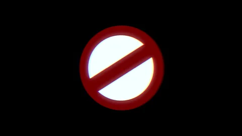 Prohibition sign with digital glitch effect. Not Allowed traffic sign Stock Footage 137375193