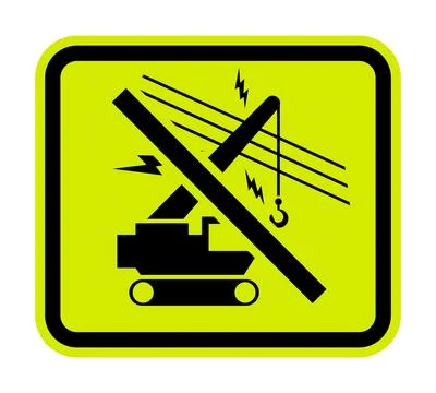 Prohibition Sign Do Not Operate Crane Overhead Power Lines Symbol Stock Illustration