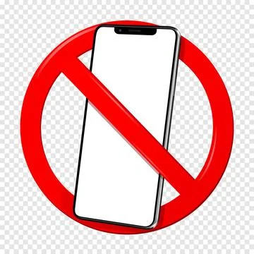 Prohibition sign do not use mobile phone isolated on transparent background Stockillustratie