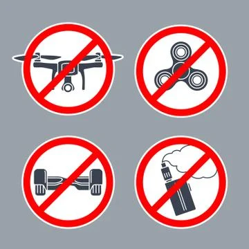 Prohibition sign No hoverboard inside of round. Vector flat simple icon Illustrazione stock
