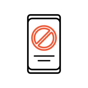 Prohibition sign on smartphone screen vector icon Stock Illustration