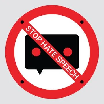 Prohibition sign of stop hate speech. Protest symbol. Stock Illustration