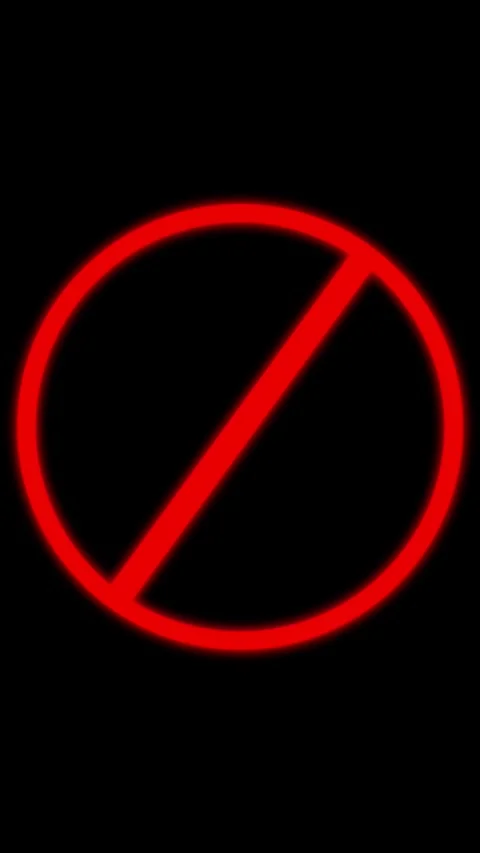Prohibition sign vertical video with diagonal slash on dark background for .. Stock Footage 344860456