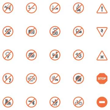 Prohibition signs set Stock Illustration