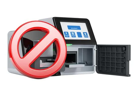 Prohibition symbol with DNA sequencer. 3D rendering Stock Illustration