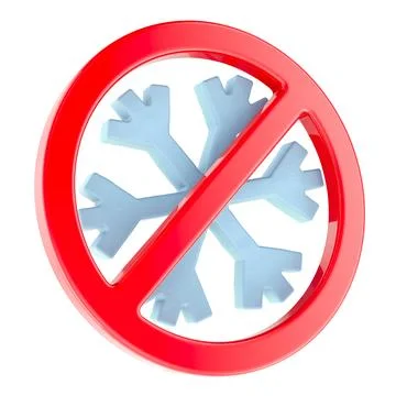 Prohibition symbol with snowflake. 3D rendering Stock-Illustration