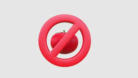 Prohibition tomato red warning sign concept 3d animation video with alpha c.. Stock Footage 303072901