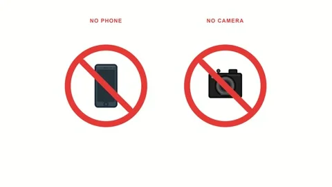 Prohibition Warning Sign Animation for Mobile Phones and Cameras Stockbeeldmateriaal 334820732
