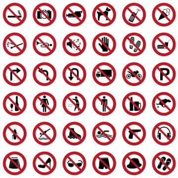 Prohibiton icons Illustrazione stock