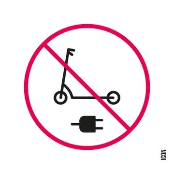 Prohibitory sign stating that you cannot charge electric scooters Stock Illustration