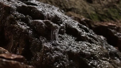 Prohodna Cave inside in winter. Details in the cave are covered with ice Stock Footage 325741644