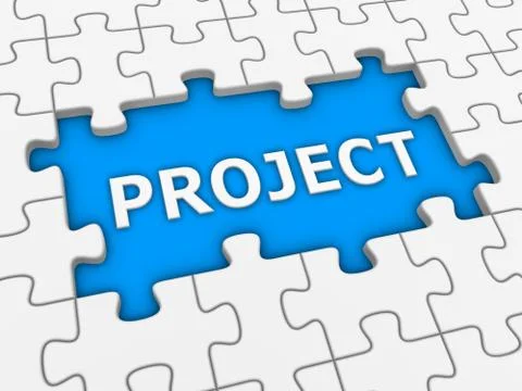 Project - 3d puzzle with white word. Stock Illustration