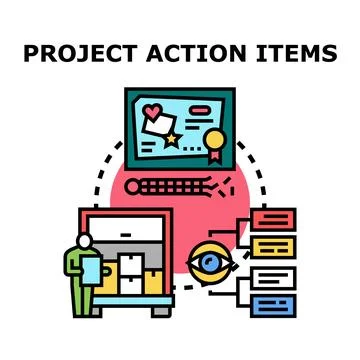 Project action items planning and goal achieving process 스톡 일러스트