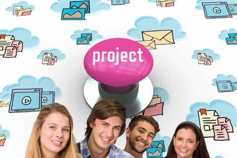 Project against pink push button Stock Photos