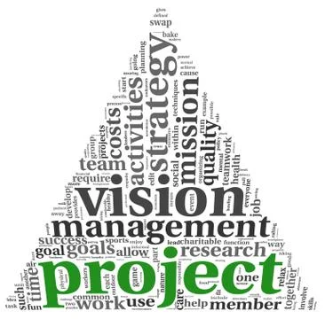 Project and vision in tag cloud Illustrazione stock