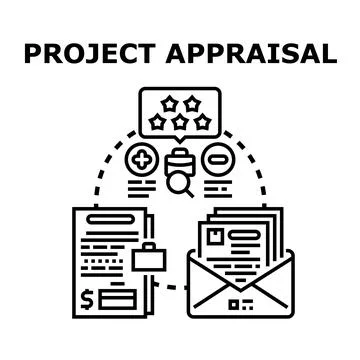Project appraisal concept identifying potential risks and gains Stock Illustration