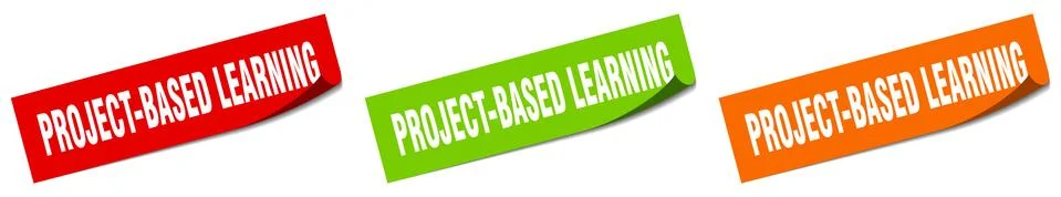 Project-based learning paper peeler sign set. project-based learning sticker 스톡 일러스트