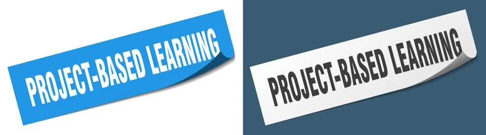 Project-based learning paper peeler sign set. project-based learning sticker 스톡 일러스트