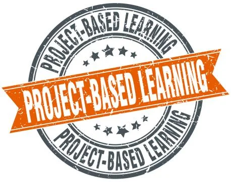 Project-based learning round grunge ribbon stamp 스톡 일러스트