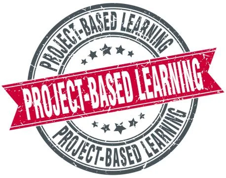 Project-based learning round grunge ribbon stamp 스톡 일러스트
