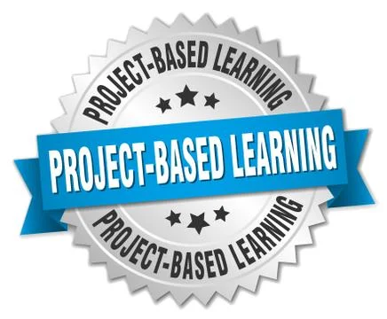 Project-based learning round isolated silver badge 스톡 일러스트