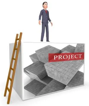 Project Blocks Indicating Mission Plan 3d Rendering Stock Illustration