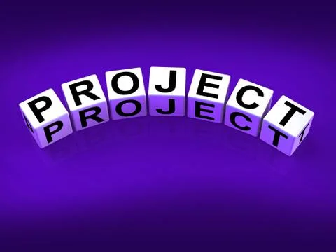 Project blocks show scheme venture and task Stock Illustration