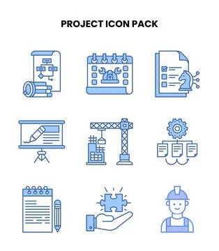 Project Blue Icons Pack Stock Illustration