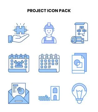 Project Blue Vector Icons Pack Stock Illustration