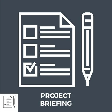Project Briefing Line Icon Stock Illustration