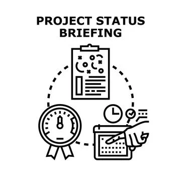 Project briefing status meeting planning and performance Stock Illustration