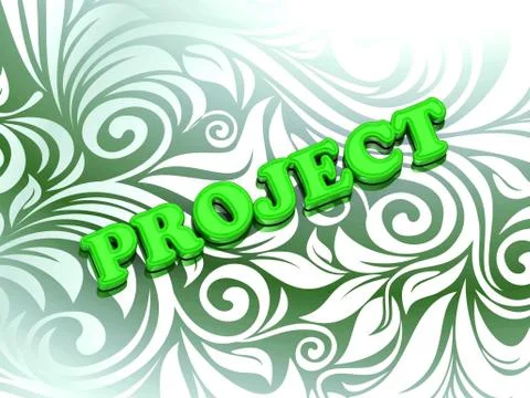 PROJECT - bright color letters on nice green ornament background Stock Illustration