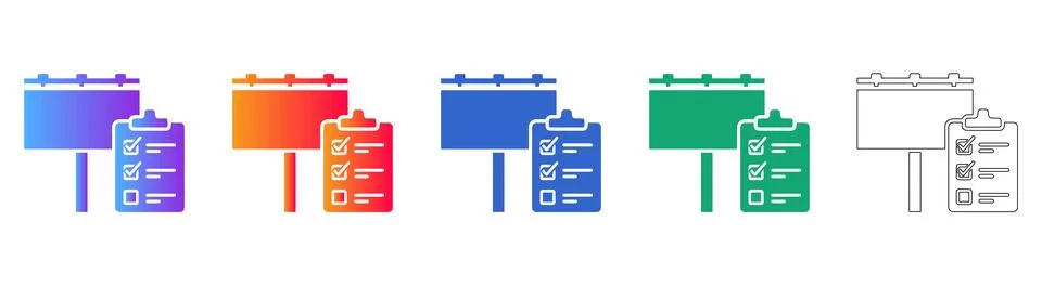 Project Checklist Board Icon Set Stock Illustration