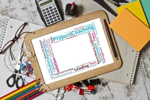 Project coaching word cloud Stock Photos