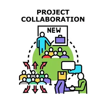 Project collaboration creating team communication strategy development 스톡 일러스트
