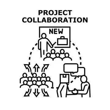 Project collaboration creating team communication strategy development Stock Illustration