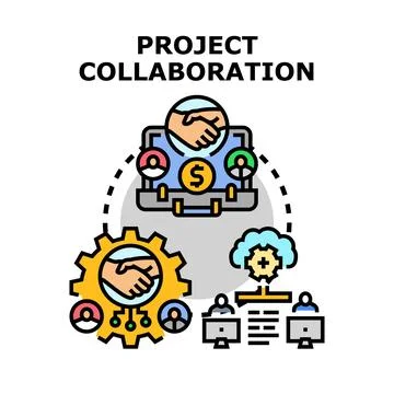 Project collaboration strategy developing business partnership icon Stock-Illustration