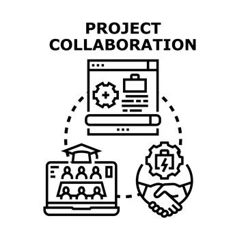 Project collaboration team working together online Stock Illustration