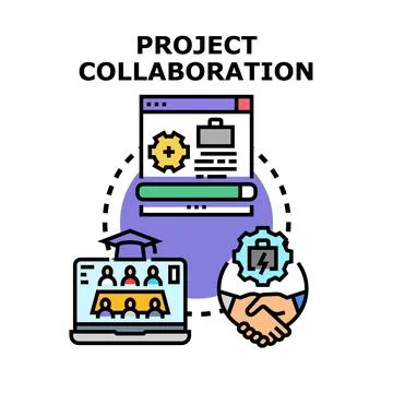 Project collaboration team working together online Illustrazione stock