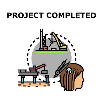 Project completed success achieving development goal Stock Illustration