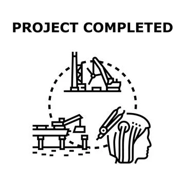 Project completed success achieving development goal Stock Illustration