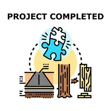 Project completed task finishing work process icon Stock Illustration