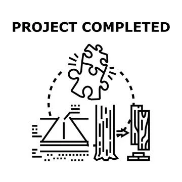 Project completed task finishing work process icon Stock Illustration