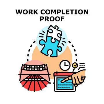 Project completion concept with task management and puzzle Stock Illustration